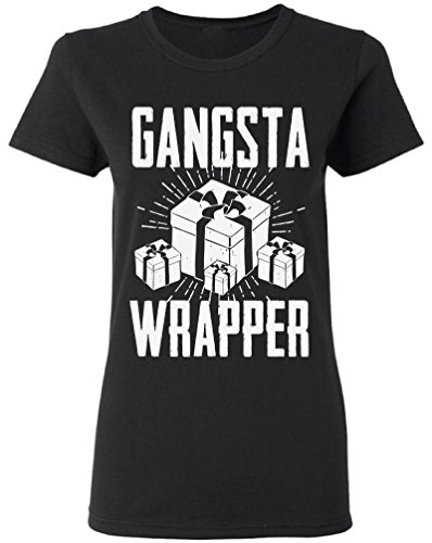Raxo Gangsta Wrapper Ugly Christmas Shirt Ugly Christmas t-shirt Christmas Shirts for women Women's Holiday Top Black 2XL