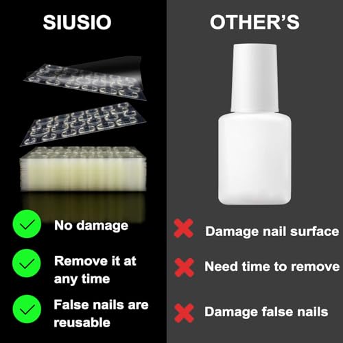 SIUSIO 1800 PCS Thin Breathable Nail Adhesive Tabs False Nail Tips 75 Sheets Super Sticky Double Sided Jelly Adhesive Tabs Nail Glue for Manicure Fake Nail-12 Sizes