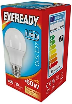 Eveready LED GLS 806lm Warm White 3000k E27