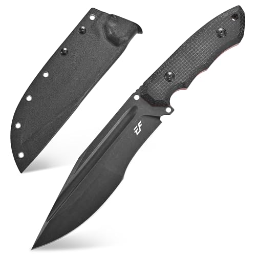 Eafengrow EF151 Fixed Blade Knife N690 Stainless Steel Blade Micarta Handle Full Tang EDC Tool Straight Knifes for Jungle Outdoor Working Camping Bushcraft (Black