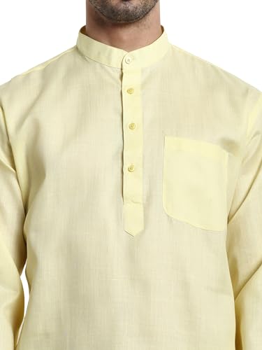 Men's Cotton Blend Casual Kurta Pajama Set (Beige, X-Large)3
