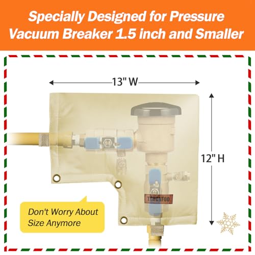Backflow Preventer Insulated Pouch (5F) - Pressure Vacuum Breaker Cover - Winter Water Well Pump and Sprinkler Valve Insulation - Protects From Severe Snow and Intense Sun