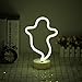 LUCUNSTAR Halloween Ghost Neon Signs LED Neon Night Light with Base Holder Table Decor for Kids Room Halloween Party Decorations(White Ghost)