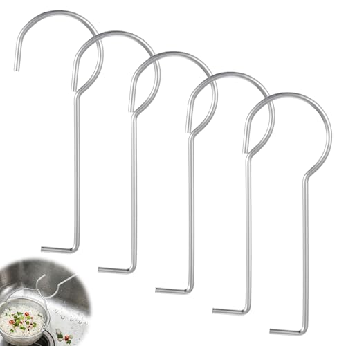 Drain Key Lifting Hooks, 5Pcs 304 Stainless Steel Drain Grate Puller Lift Out Key, Drains Grate Lifting Hook for Easy Shower Drains Daily Cleaning, No Easily Bend,Silver