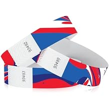 500 WristCo Red, White, and Blue Tyvek Wristbands for Events Security Cuts & Tamper-Proof Design to Prevent Reuse Premium-Grade Bracelets for Hospital & Medical ID, Party & VIP Identification