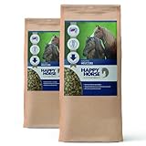 HAPPY HORSE Gastro Heucobs | 2 x 14kg | Schnell einweichende Heucobs für Pferde | Stärkearm & Melassefrei | Hochverdaulich mit Kräutern | Heucobs für ältere Pferde & bei Zahnproblemen