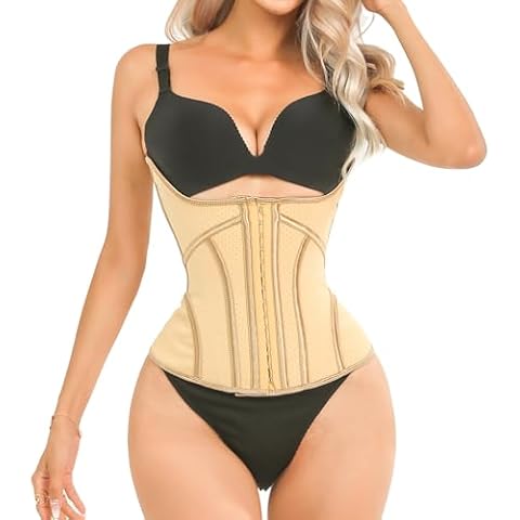 Gaceblis Latex Waist Trainer for Women Waist Cincher Corset for Tummy Control Underbust Sports Workout Hourglass Body Shaper Beige Cover
