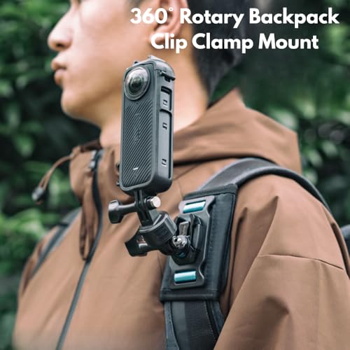 Image of yantralay 360 Rotary Backpack Clip Clamp Mount, Adjustable Shoulder Strap Holder with Quick Release, Compatible with Go pro Hero 13 /12 /11 /10, D JI Action 6 /5 /4, Insta 360 X5 /X4 Cameras