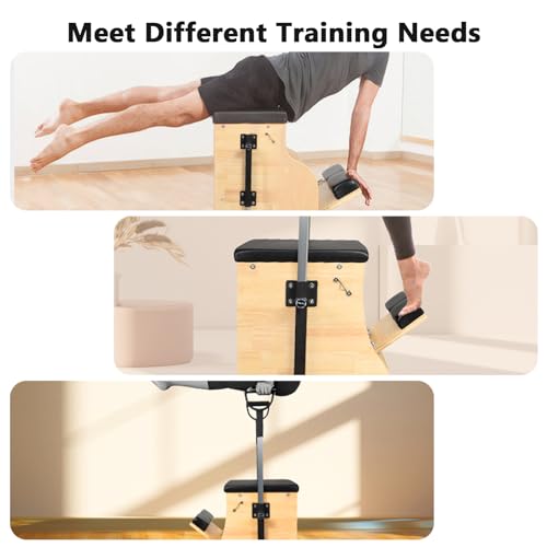 ARKANTOS Pilates Chair, Split-Pedal Stability Combo Chair with Handles, Yoga Fitness Trainer, Pilates Reformer Machine, Pilates Equipment Perfect for Home Use & Gym Workout (Black)