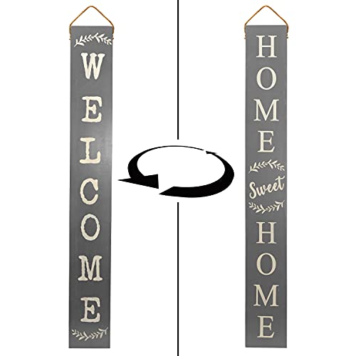 Tall outdoor welcome sign for porch - 2 sided 5 ft vert…