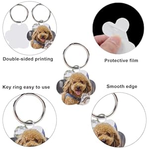 30 pcs Sublimation Blank Dog Tags Paw Shape Sublimation Blank Dog Tags Double Sided Dog Tags with Key Ring DIY Sided Aluminum Dog ID Tags Pet Name Tags Dog Collar Tags with Dogs and Cats