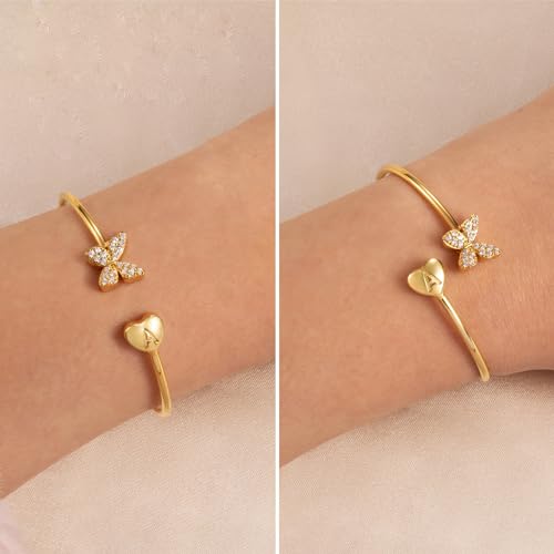 SELOVO Letter Bracelet Women Initial Bracelets Butterfly Heart Bracelets for Women3