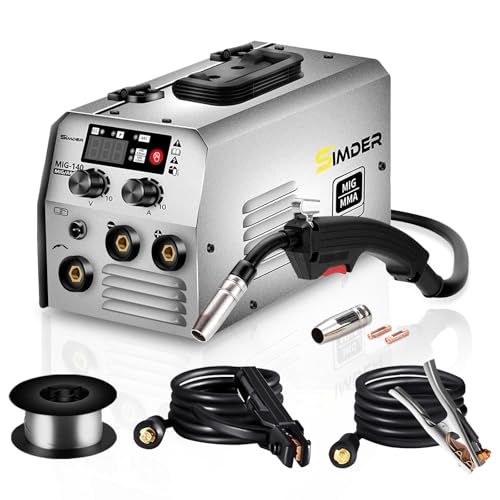 SSIMDER 140 Amp MIG Welder 240V Machine Stick/Flux Core MIG/Lift TIG 3 in 1 Welding Machine with IGBT Inverter and 1lb Welding Wire, for Metal DIY Projects/Home/Farm/Car