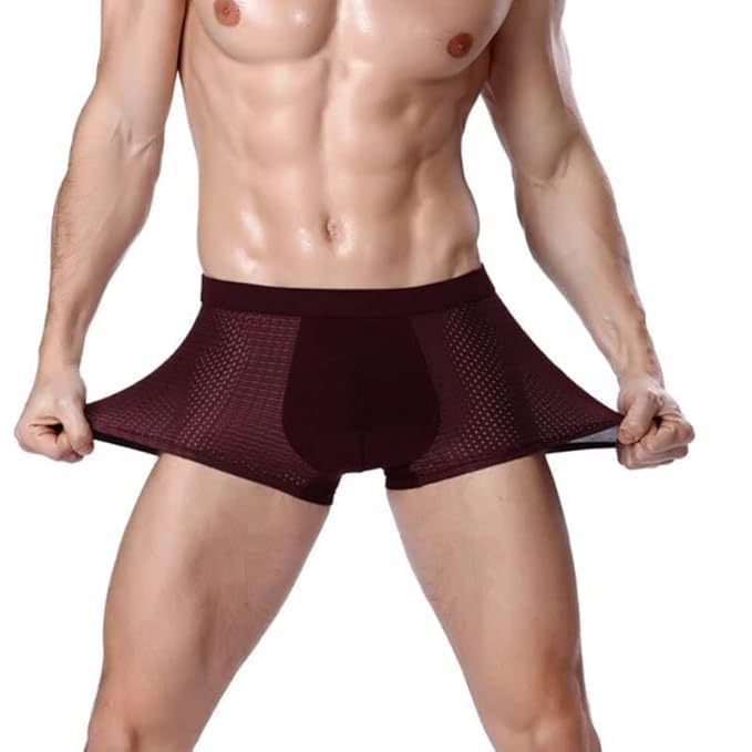 Image of Men Breathable Pouch Men Underwear Mesh Boxer Briefs | Dots | Size :- L, LX, 2XL