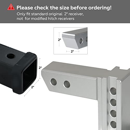 Fullwatt Adjustable Trailer Hitch Fit 2’’ Towing Hitch Receivers, 8-Inch Embedded Design Drop/Rise Aluminum Dual Ball Mount Drop Hitch, 10000 Lbs Gtw Tow Hitch For Heavy Duty Truck #TOP6