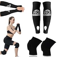 GUIANLOU Volleyball-Schutz,1 Paar Volleyball Armschoner +1 Paar Volley ball Knieschoner Volley ball Schutz Mit Schutzpolster Und Daumenloch Schwamm Kollision Knieschutz Für Jugendliche & Erwachsene.
