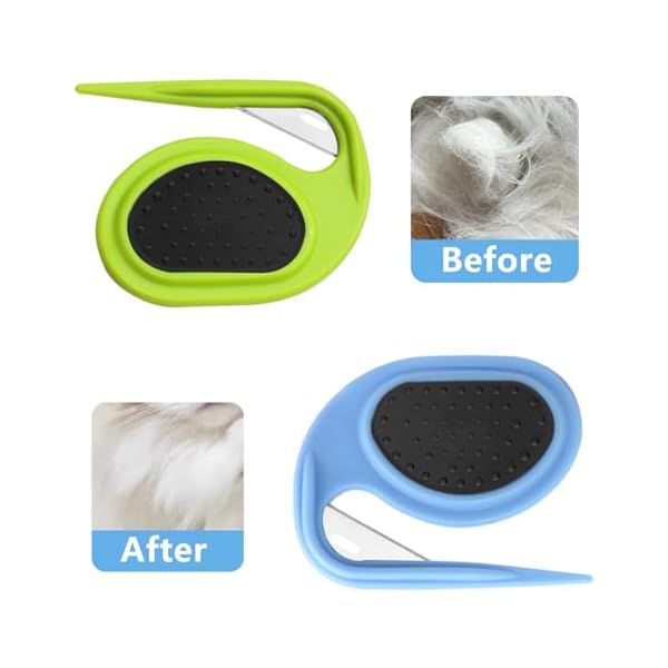   2-PCS-Pet-Grooming-Tool-Professional-Dematting-Comb-Dog-Detangler-Brush-Hair-Grooming-Tool-Dog-Undercoat-Rake-Grooming-Rake-for-Grooming-Cuts-Through-Matts-Tangles-with-EaseBlueGreen