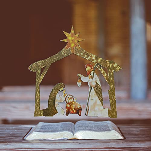 Tomppy Easter Decorations Lighted Outdoor Nativity Scene Easter Holy Family Nativity Scene Set With Fairy String Lights Diy Nativity Scene Set Metal Stake Yard Signs For Patio Lawn (A) #TOP5