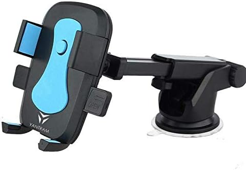 PARAYANTRAM Universal Non-Magnetic 360 degrees rotating adjustable car dashboard windshield glass mobile cell phone stand holder gadget mount accessories car mobile phone holding stand for car dashboard windshield Home office Desk table - Blue