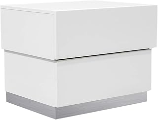Best Master Florence 2-Drawer Poplar Wood Bedroom Nightstand in White