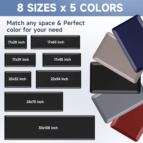 Image of StepRite 4 /5 Inch Thick Kitchen Mat Anti Fatigue Mat Kitchen Rugs Kitchen Decor Non-Slip, Stain Resistant, Water Resistant Kitchen Mats Desk Mat for Kitchen, Office, Workshop, Black, 17'' x 39''