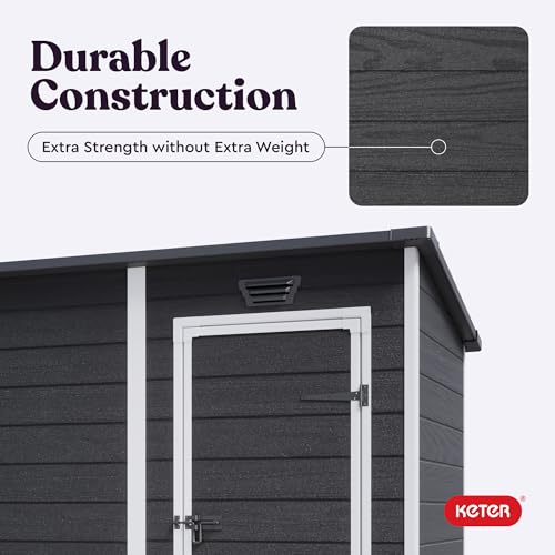 Keter Essential Shed 4x6 Resin Outdoor Storage Shed Ideal Storage for Patio Furniture, Garden Tools Bike Accessories, Beach Chairs and Lawn Mower, Black and White by Keter - Image 5