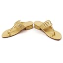 Liquitus Handcrafted Lemon Yellow Heeled Kolhapuri Sandals gallery image