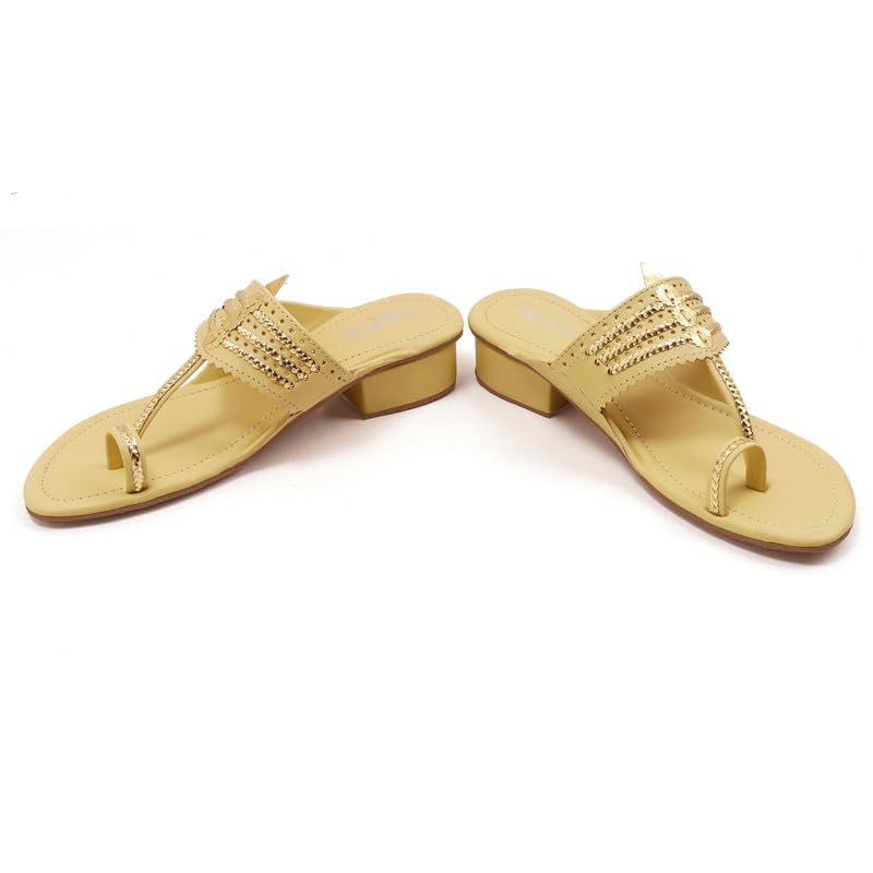 Image of Handcrafted Heeled Kolhapuri Sandals