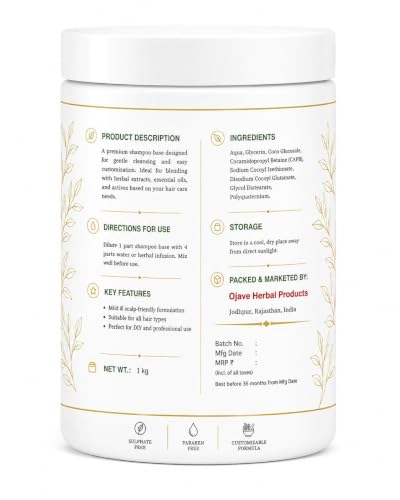 Image of Sulfate Free Shampoo Base 500 gms | 1:4 Dilution Ratio - Makes 2.5 Kg Shampoo | Ready to Use DIY Herbal Shampoo Base | Cosmetic Grade Unscented | SLS & Paraben Free | For Homemade Shampoo Making