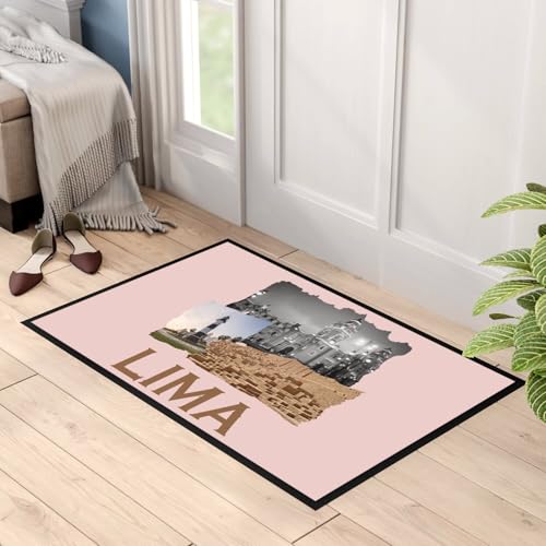 Paillasson rose Lima Pérou finition soignée tapis 75x50cm