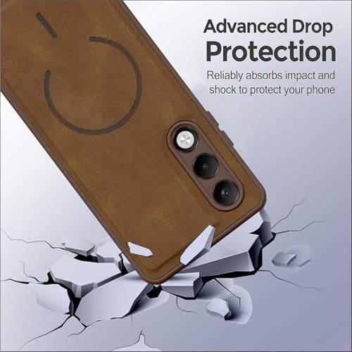 Image of SBMS Back Cover for Oppo K13x 5G / A5 5G | Ultra Slim Soft Rubberised Hard Case | Oil Feel Soft Leather Back | Mag-Safe Design (Mag-Safe Not Support) | Camera Protection Case for Oppo K13x (Brown)