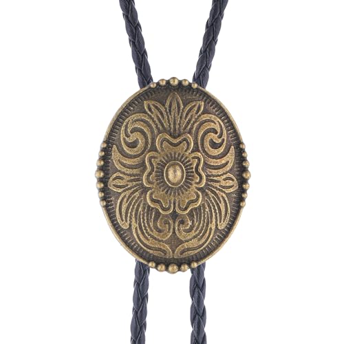 Image of GelConnie Floral Bolo Tie for Men Womens Bolo Tie Necklace Native American Black Men's Bolo Ties Western Cowboy Bolero Ties