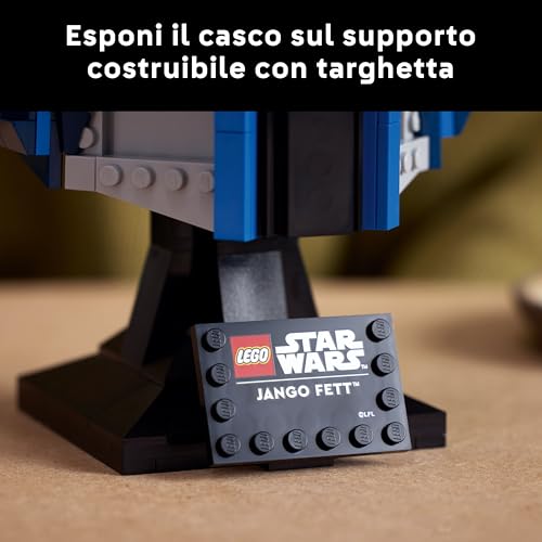 Star Wars 75408 Casco di Jango Fett - Modellino Replica dal Mandaloriano - Kit di Modellismo per Adulti da Costruire con Supporto, Targhetta e Antenna - Regalo per i Fan de L'Attacco dei Cloni - Lego - Immagine 4