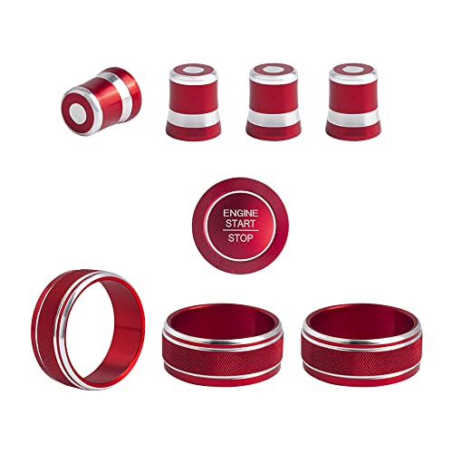 CARFIB for 2022 Honda Civic Accessories 11th Gen AC Knobs Ignition Button Ring Air Vents Decals Stickers Covers Car Interior Men Women Red 9 Pack