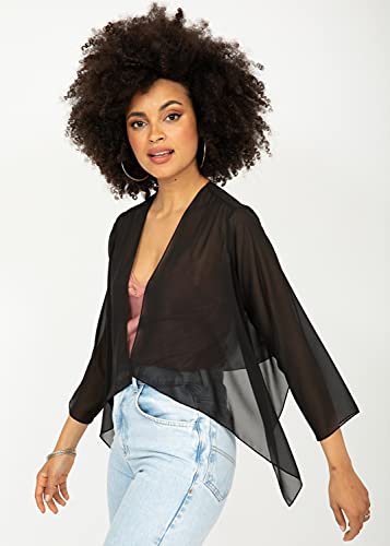 likemary Bolero Shrugs for Dresses – Bolero Jackets & Shrug Cardigans for Evening & Day in Elegant Sheer Georgette (Black US 8) - Thumbnail 3