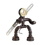 EFINEHOME Water Pipe Table Lamp Robot Style- Retro Industrial Table Light- Antique Steampunk Metal...