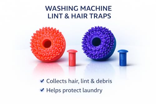 Image of AMAZOR Washing Machine Magic Filter | Lint Filter /Dust Filter /Waste Collector /Drain Jali for Semi & Fully Automatic Washing Machines (2 Piece Scrub Compatible for Whirlpool E50)