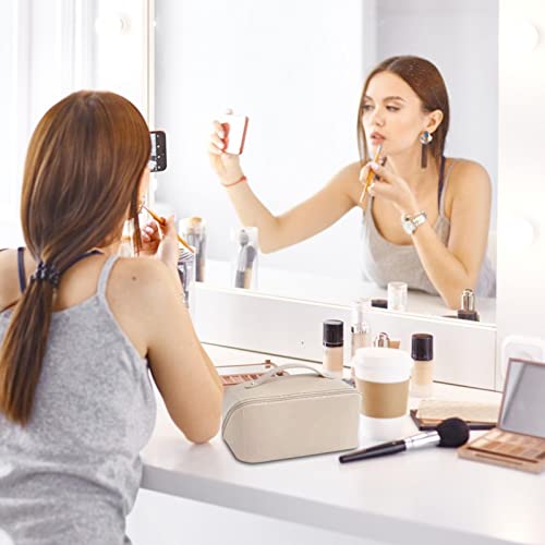 viagem maquiagem | Bolsas grandes para cosméticos viagem, maquiagem couro PU portátil cosméticos via