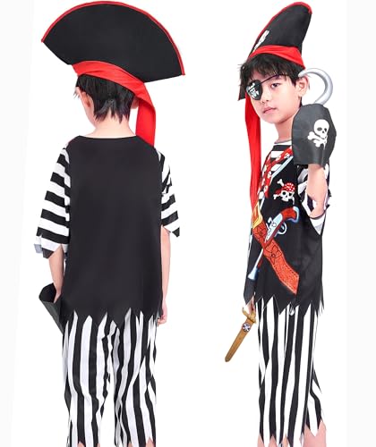 Piratenkostüm für Kinder, Jungen Pirat Outfit mit Zubehör