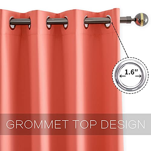 Ygo Blackout Valance Tiers For Small Window - Grommet Top Window Treatment Blackout Tiers Panels Drapes For Bedroom (Coral, 2 Pcs, W29 X L18 1.2 Inches Header) #TOP2