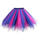 Topdress Women's 1950s Vintage Tutu Petticoat Ballet Bubble Skirt (26 Colors) Blue Fuchsia XL