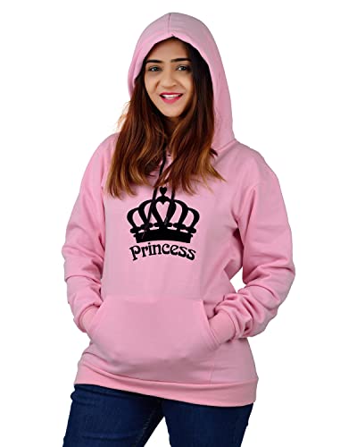 Image of More & More HOODMASTER Women's Fleece Hoodie Sweatshirt with Pockets Full Sleeves Regular Fit Solid Pattern Princess Theme Hooded Neck and Standard Length | Women Fleece Hoodie