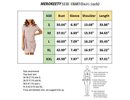 Merokeety Women's Short Sleeve Crew Neck T Shirt Dress Tie Waist Ruched Bodycon Mini Dress Lightpink #TOP5