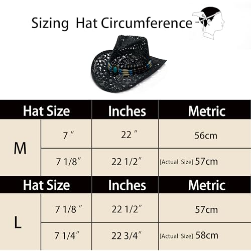 Image of YOUBADU Western Straw Cowboy and Cowgirl Hats with Decorative Bands - Unisex Wide Brim Raffia Style Sun Hat