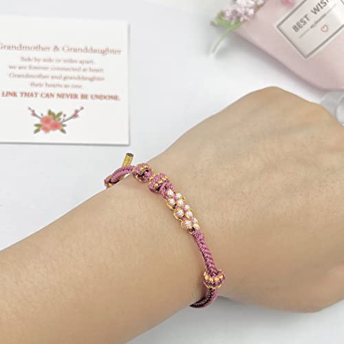 Image of To My Granddaughter Bracelet from Grandmom Granddaughter Bracelet from Nana inchA Link That Can Never Be Undone inch Peach Blossom Bracelet Braided Bracelet to Granddaughter Present for Granddaughter