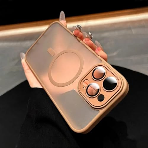 Coque iPhone 14 Plus mate dorée en polycarbonate antichoc avec protection objectif