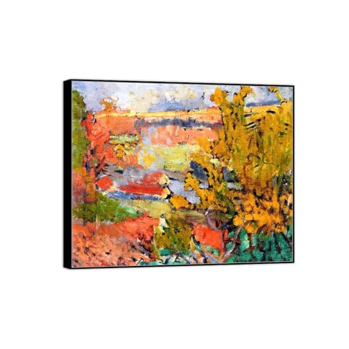 Tableau paysage impression sur toile OZPWBVY cadre noir 30x35cm pour salon