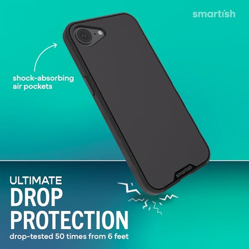 Image of Smartish iPhone 17e /16e Magnetic Case with MagSafe Wallet - Gripmunk - Magsafe Compatible Thin Grip Cover + Detachable Magnetic Credit Card Holder - Black Tie Affair