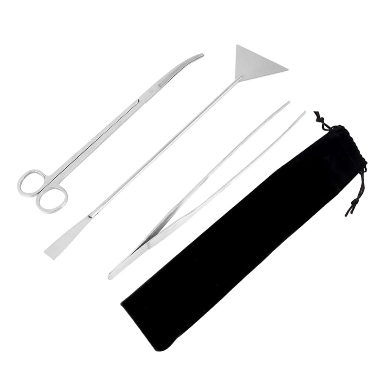 Kit de Herramientas para Limpieza y Aquascaping de Acuarios Acero Inoxidable Resistente con Pinzas Rectas y Curvas para Plantas Acuáticas Bolsa de Almacenamiento Incluida para de