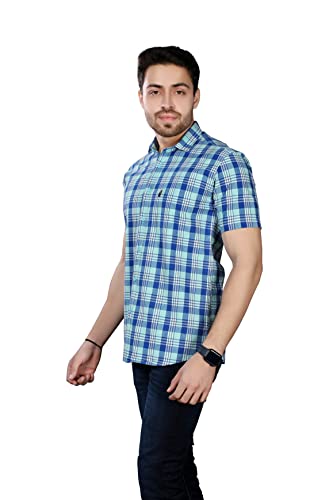 Image of BRUCEWANE Men's 100% Cotton Half Sleeve Shirt